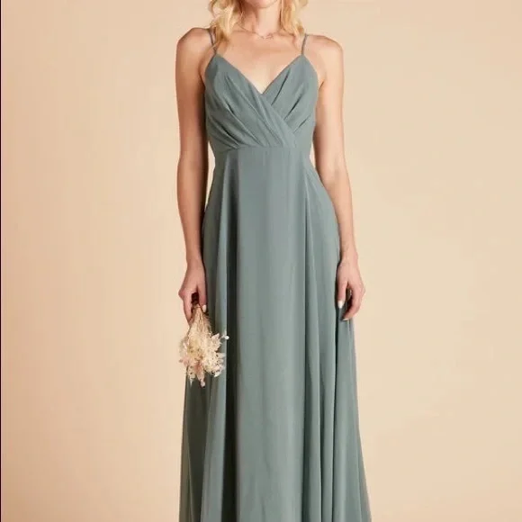 NWT Birdy Grey Kaia Sea Glass Bridesmaids Dress Green Long Chiffon XXL - Picture 3 of 15